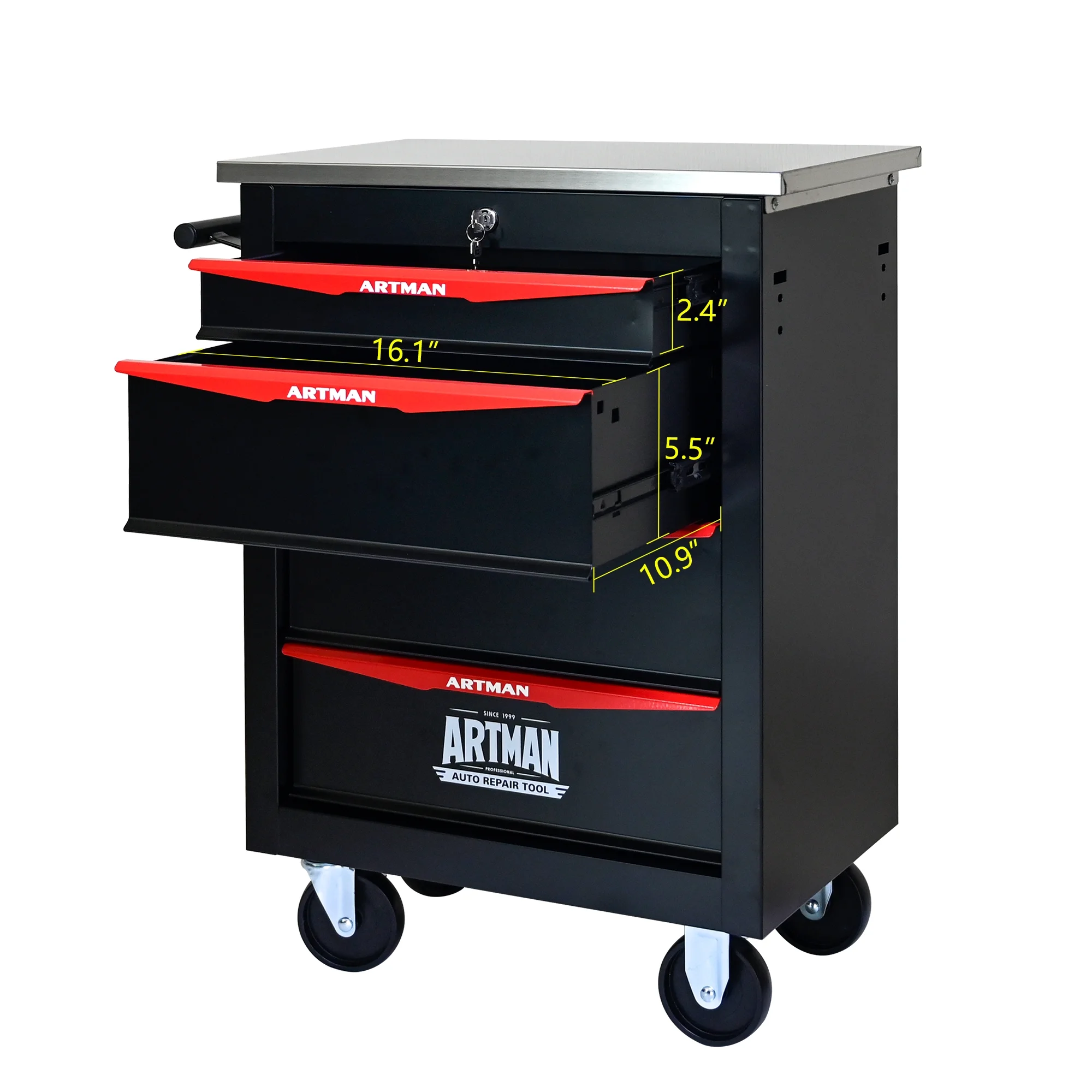 ARTMAN 6 Drawers Metal Rolling Storage Tool Chest Cabinet Cart with Wheels,with Key Locking and Parking Brake, Tool Box for Garage Workshop Warehouse - Image 48
