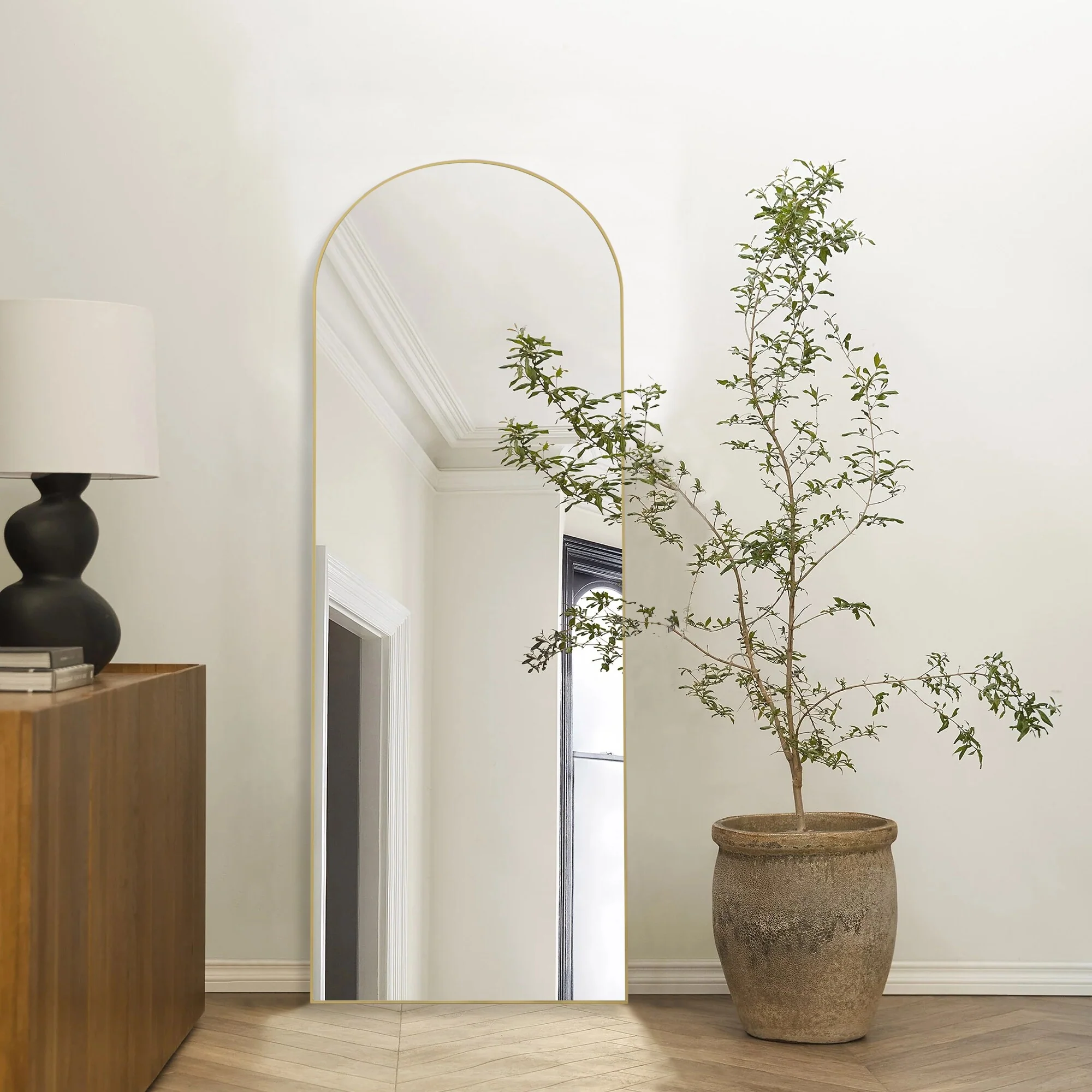 64x21 Full Length Floor Mirror, Large Full Body Aluminum Alloy Frame Standing Mirror with Stand and Wall Mount Option - Image 4