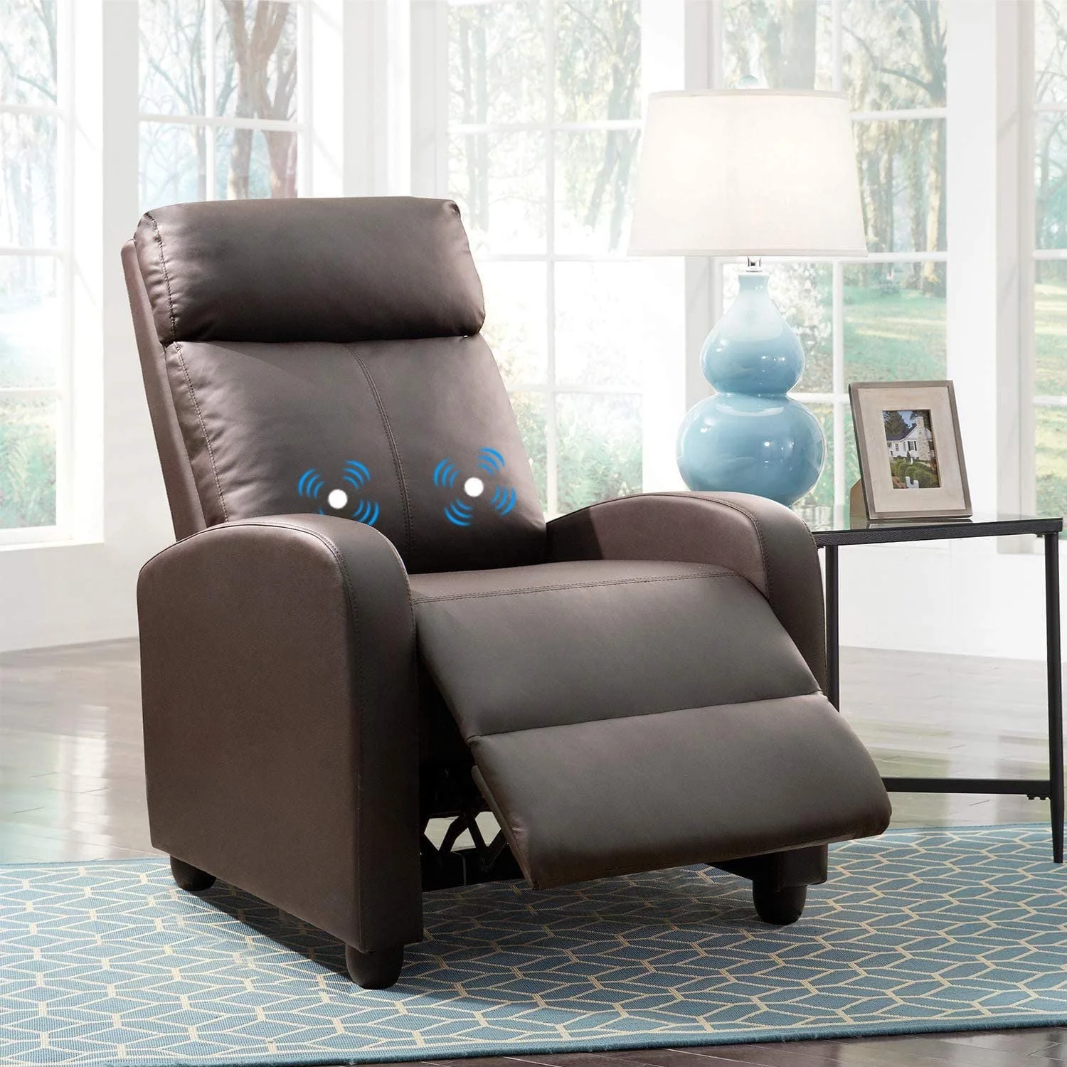 Massage Recliner Chair, PU Faux Leather Home Theater Recliner with Padded Seat - Image 2
