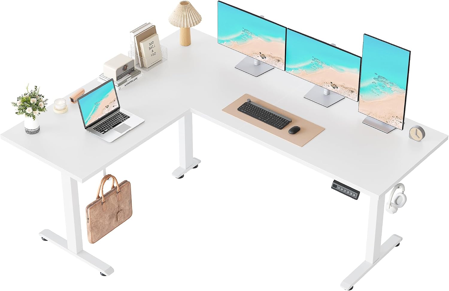 L Shaped Standing Desk 63 x 48 Inch, Electric Height Adjustable Corner Desk for Home Office Workstation, Ergonomic Sit to Stand Computer Table with Memory Controller, Rustic Brown - Image 18