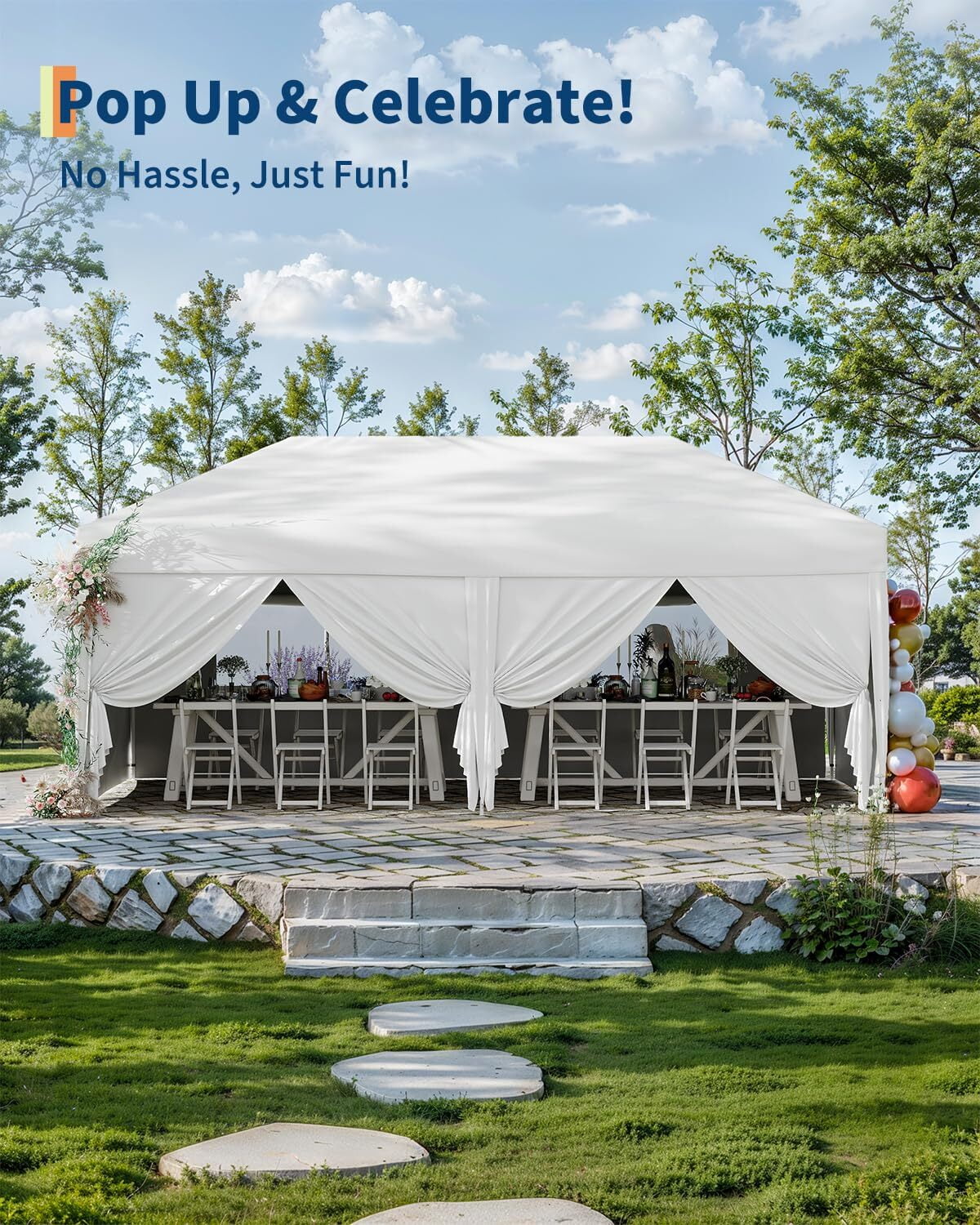 Arigeas Pop Up Canopy Tent 10'x10' with Adjustable Height, Easy Outdoor Sun Shade Shelter for Party, Event, Patio - Image 29