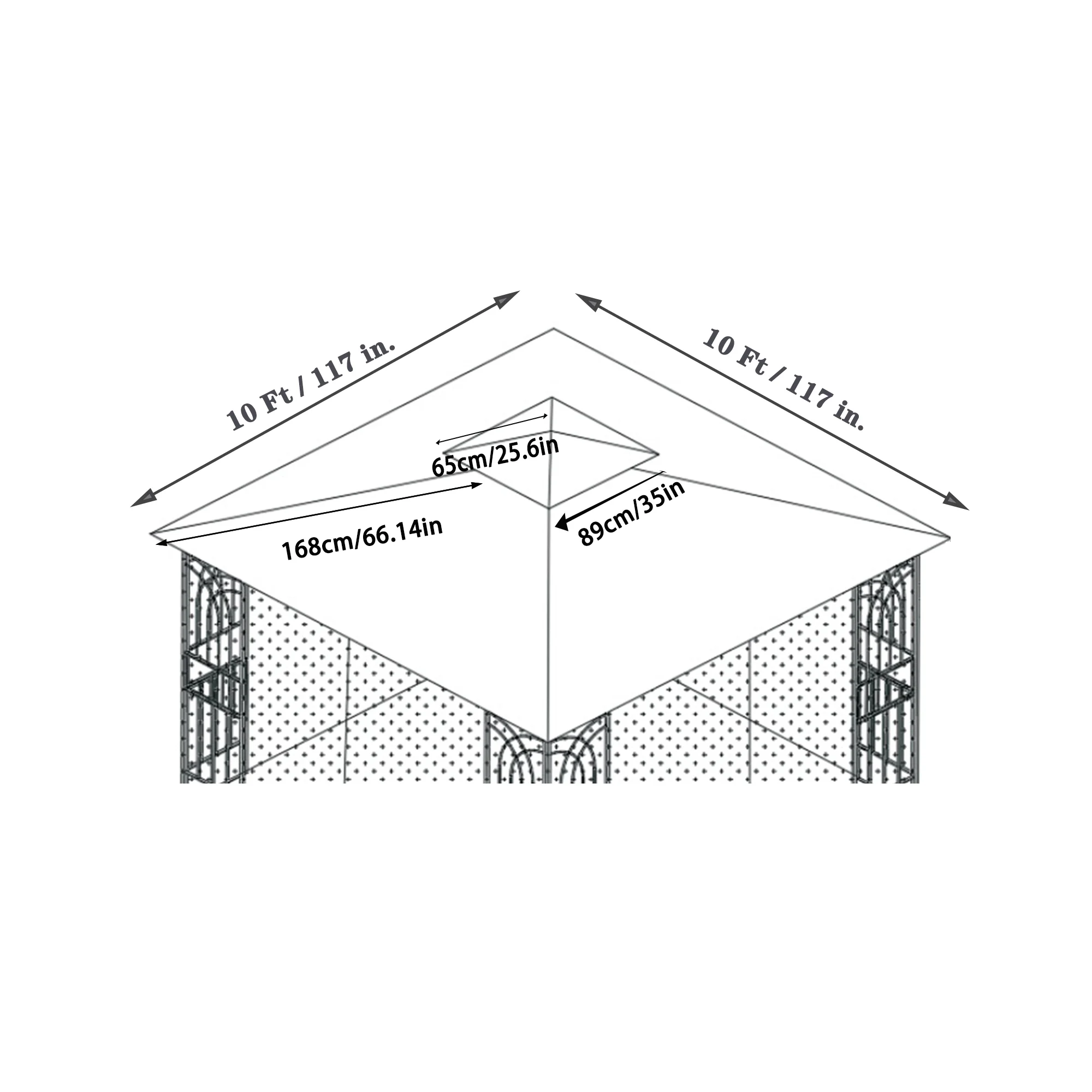 10x10 Ft Patio Double Roof Gazebo Replacement Canopy Top Fabric, Gray - Image 6
