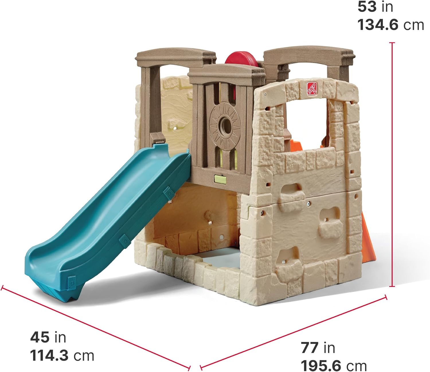 Kids Outdoor Playset with Slide & Climbing Wall, Backyard Playground Equipment for Children - Image 3