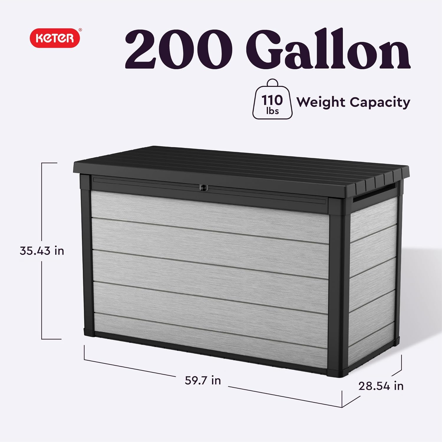 200 Gallon Resin Deck Box, Extra Large Outdoor Storage Container for Patio, Garden, Yard and Pool Area - Image 2