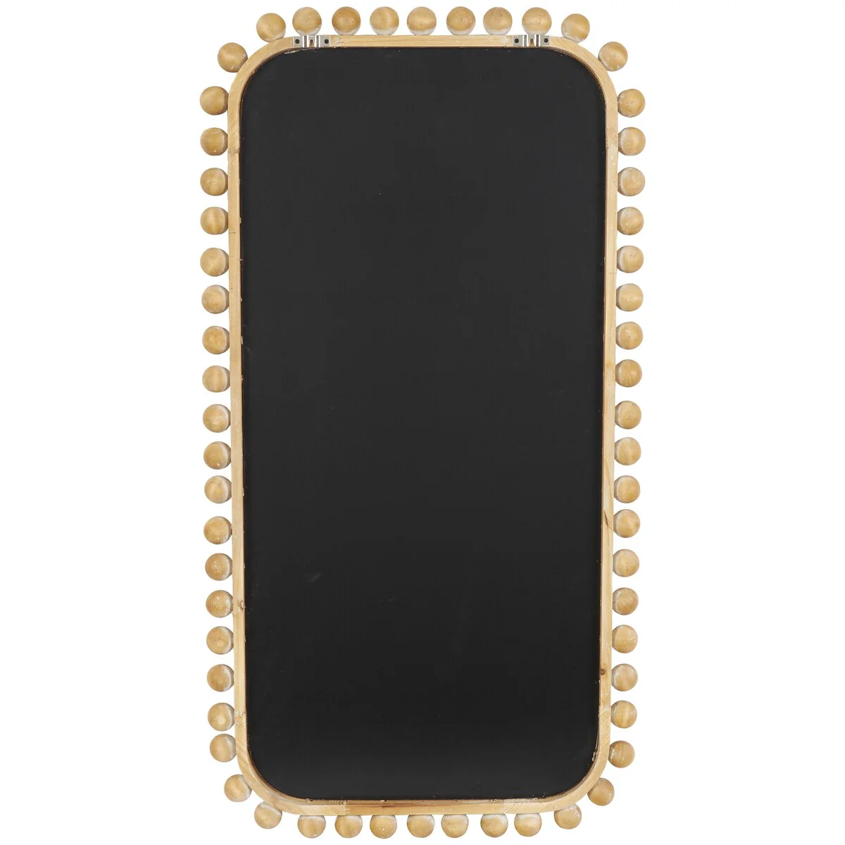 Brown Wood Wall Mirror with Beaded Frame, Rustic Decorative Mirror for Home - Image 8