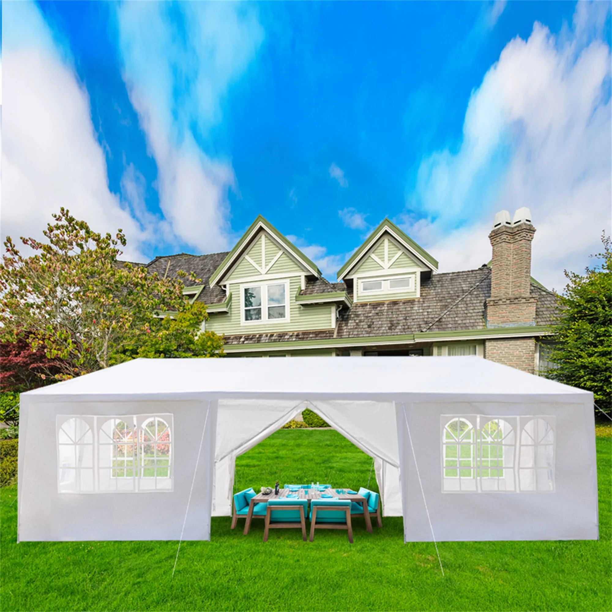 Kadyn 10'x30' Outdoor Party Tent with 8 Removable Sidewalls, Waterproof Canopy Patio Wedding Canopy, White - Image 10
