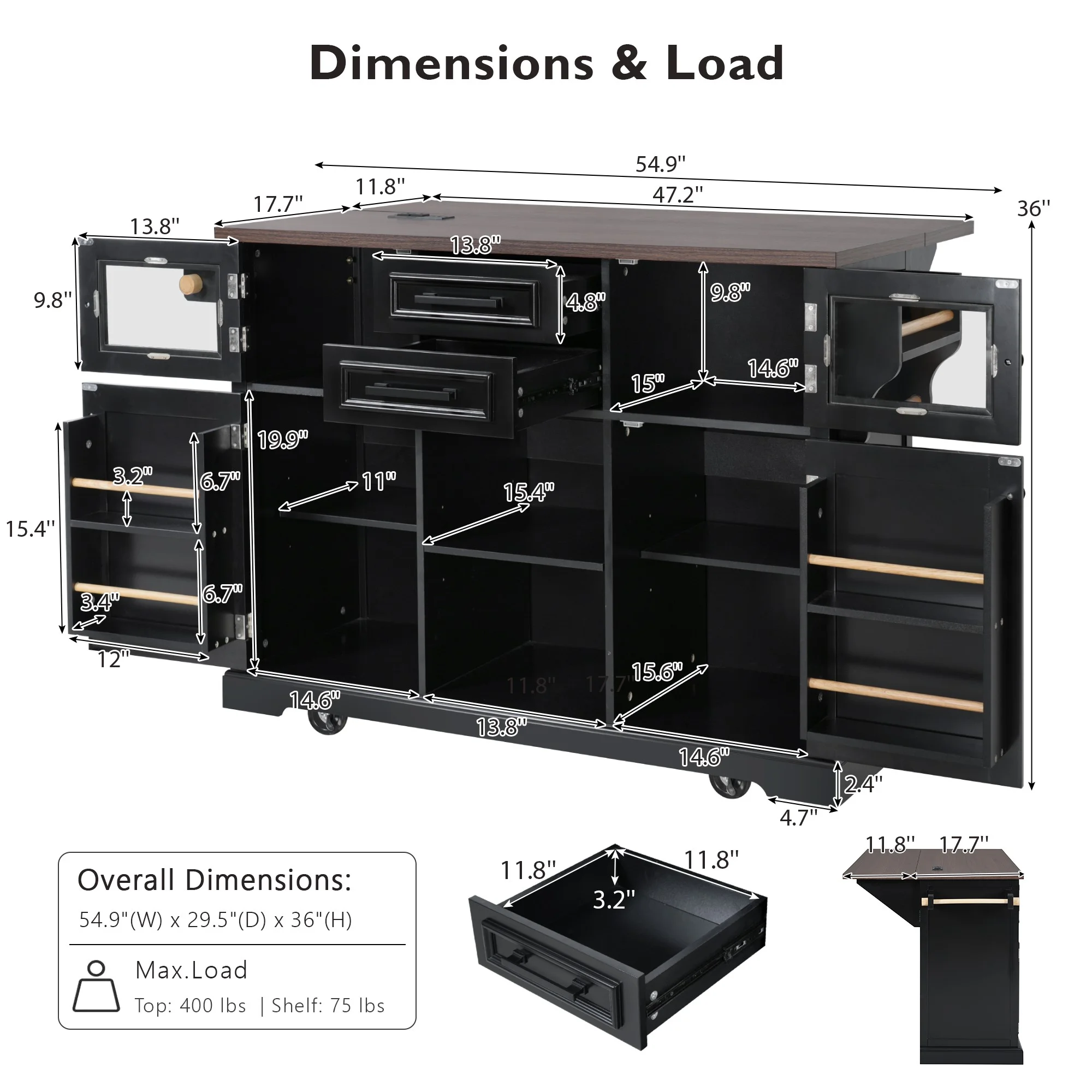 Homy Casa Rolling Garage Storage Cabinet with Drop Leaf, Charging Station for Office Gym, School - Image 16
