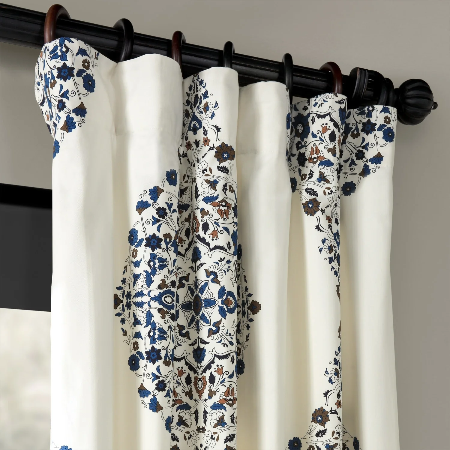 Medallion Damask Printed Cotton Room Darkening Curtain Panel, 1 Piece - Image 6