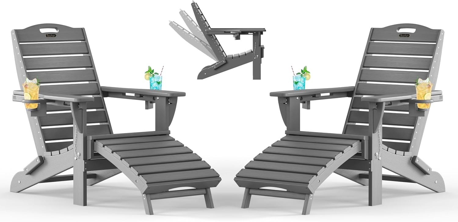 Adjustable Adirondack Chair, Outdoor Fire Pit Chair, Navy Blue - Image 16