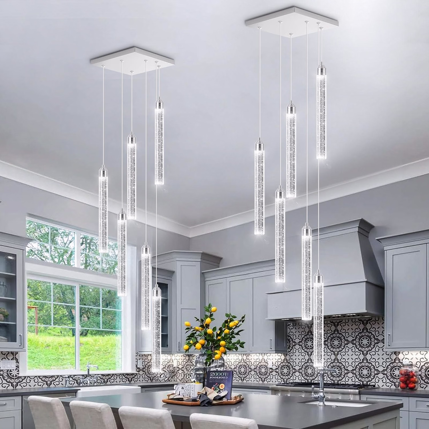 Modern Crystal Pendants Lighting Mini Chandelier for Kitchen Island LED Dimmable Ceiling Handing Lighting Adjustable Flush Mount Ceiling Light for Dining Room Hallway - Image 25
