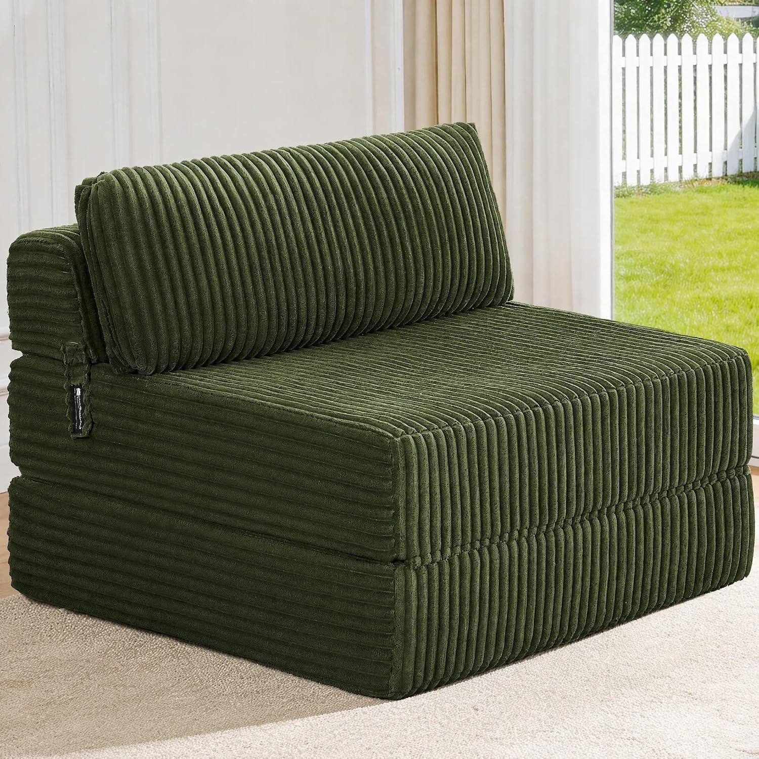 Folding Sofa Bed Convertible 4 in 1 Sleeper Chair Gray Single - Image 13