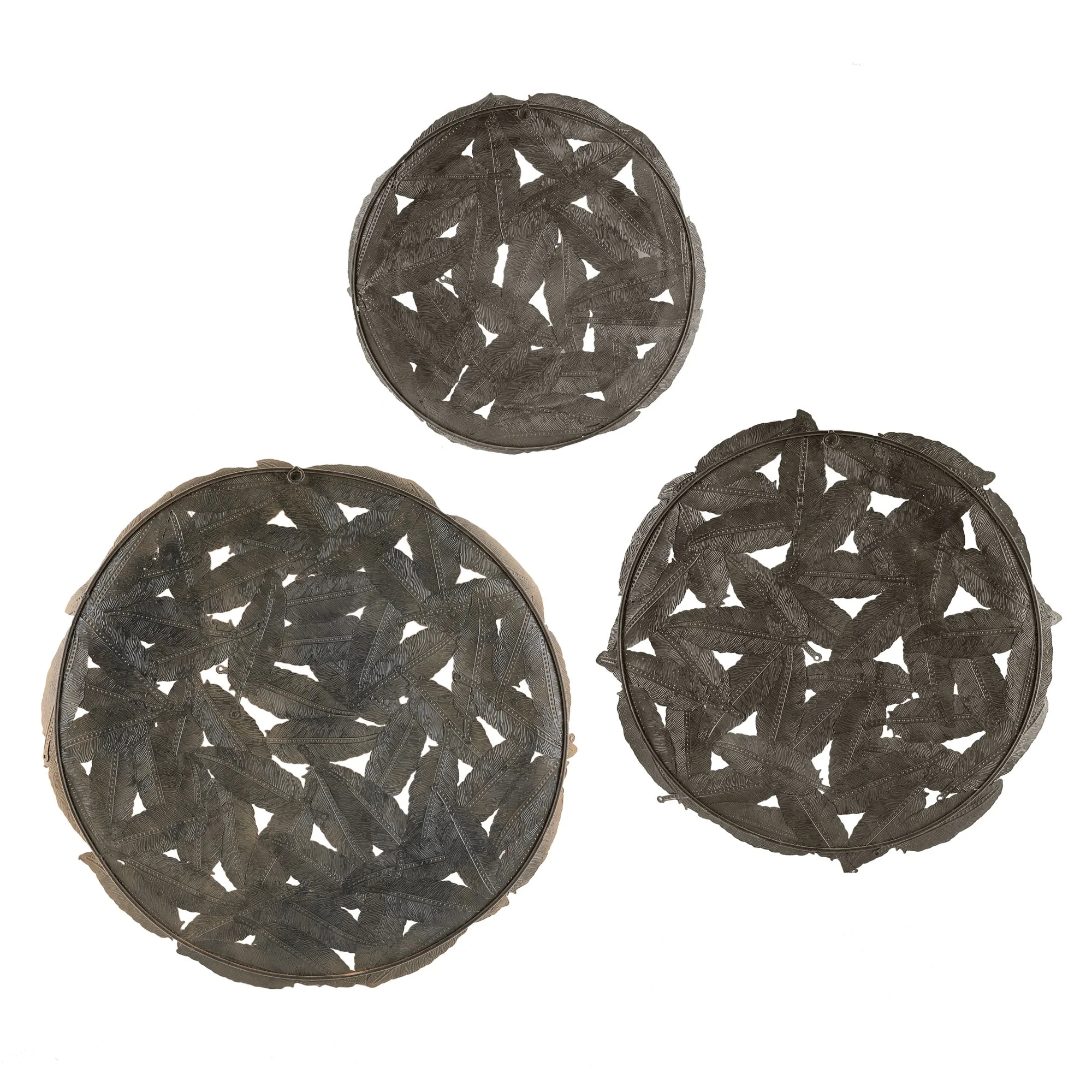 Textured Feather 3-Piece Metal Disc Wall Decor Set, Decorative Wall Art for Home - Image 38