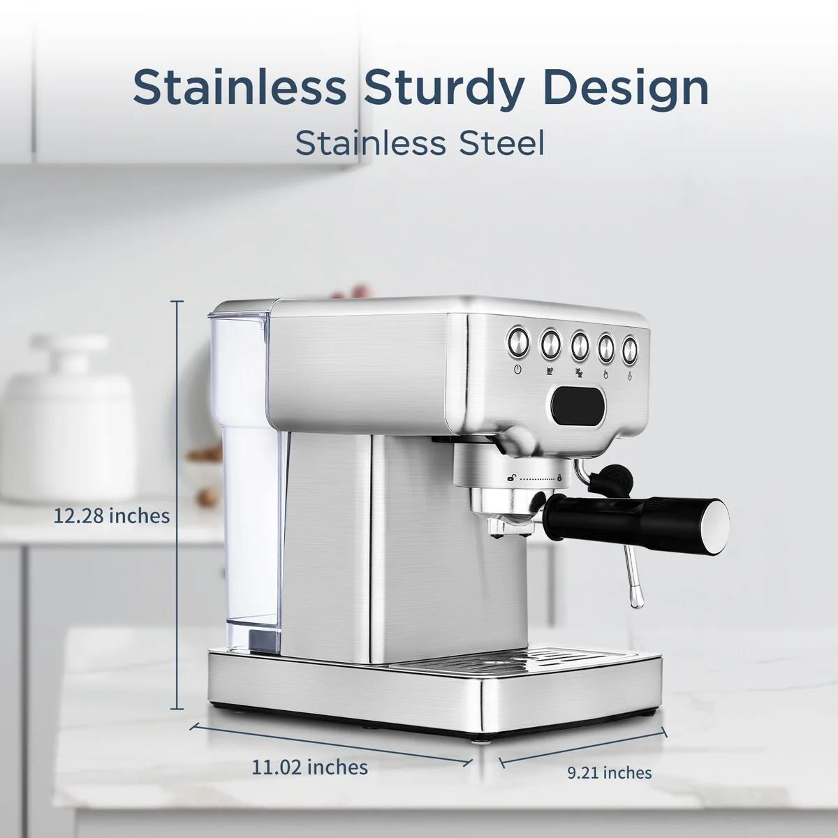 20-Cup Stainless Steel Semi-Automatic Espresso Machine with 0.5-Gallon Water Tank - Image 2