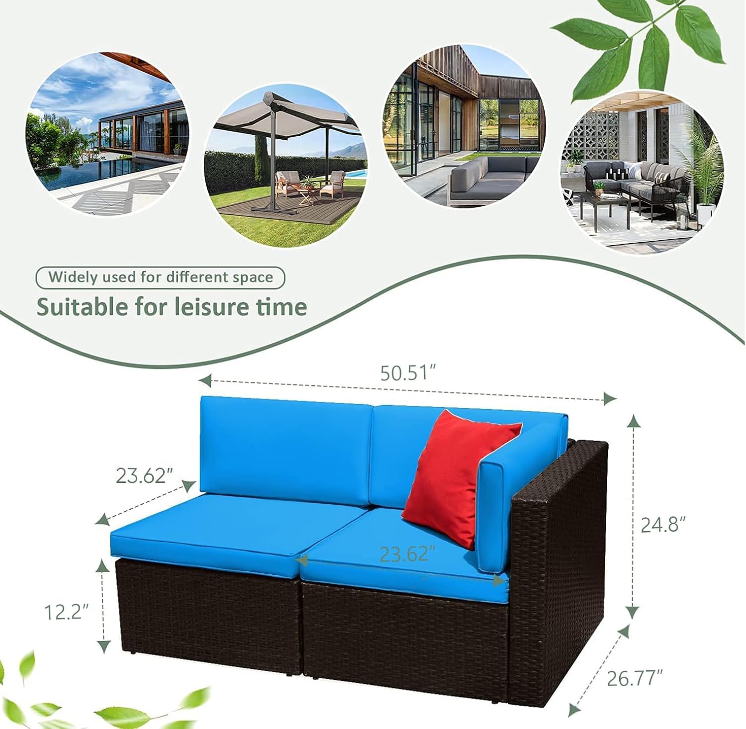 5-Piece All-Weather Patio Furniture Set with Cushions, Outdoor Wicker Conversation Sofa Set for Garden, Deck & Backyard - Image 30