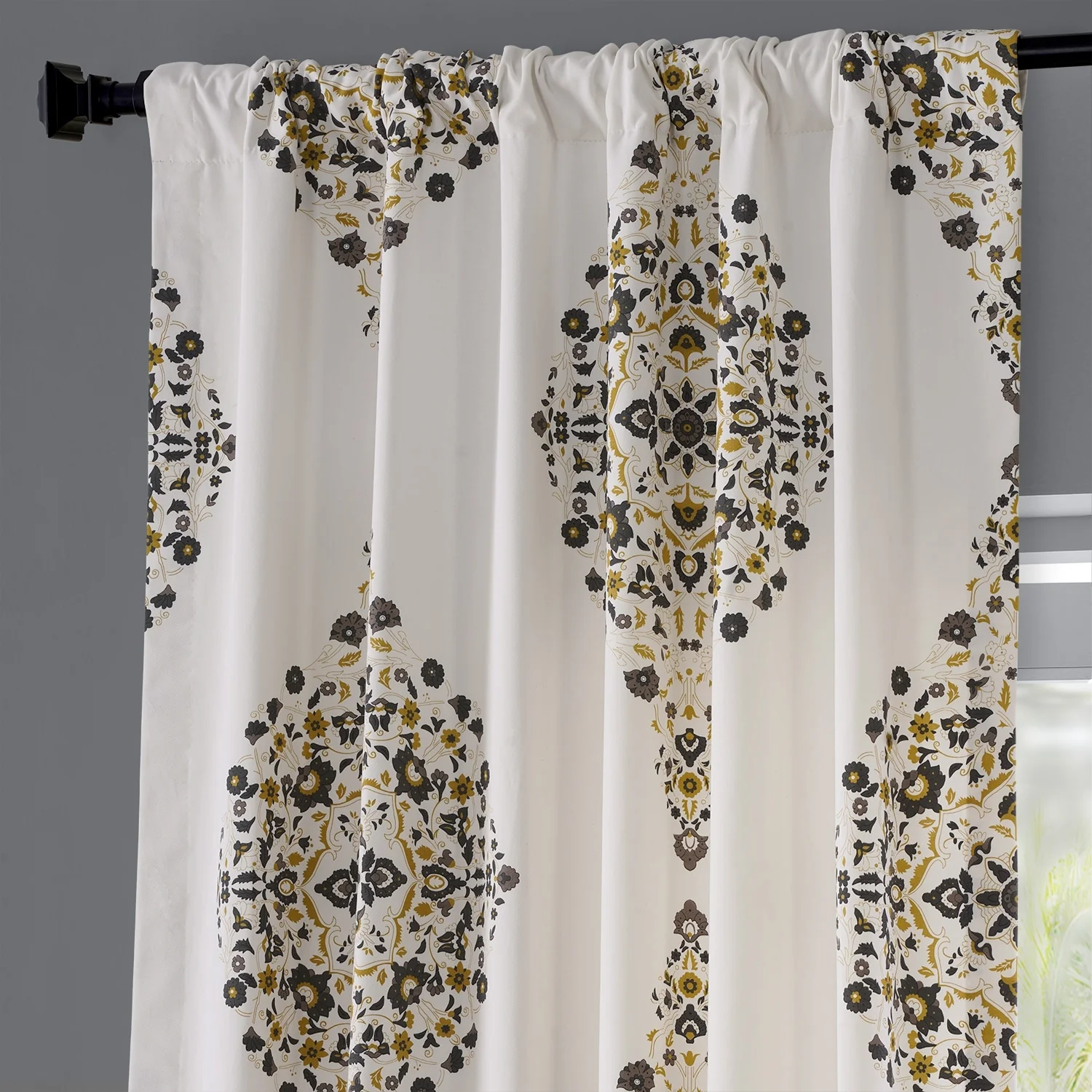 Medallion Damask Printed Cotton Room Darkening Curtain Panel, 1 Piece - Image 27