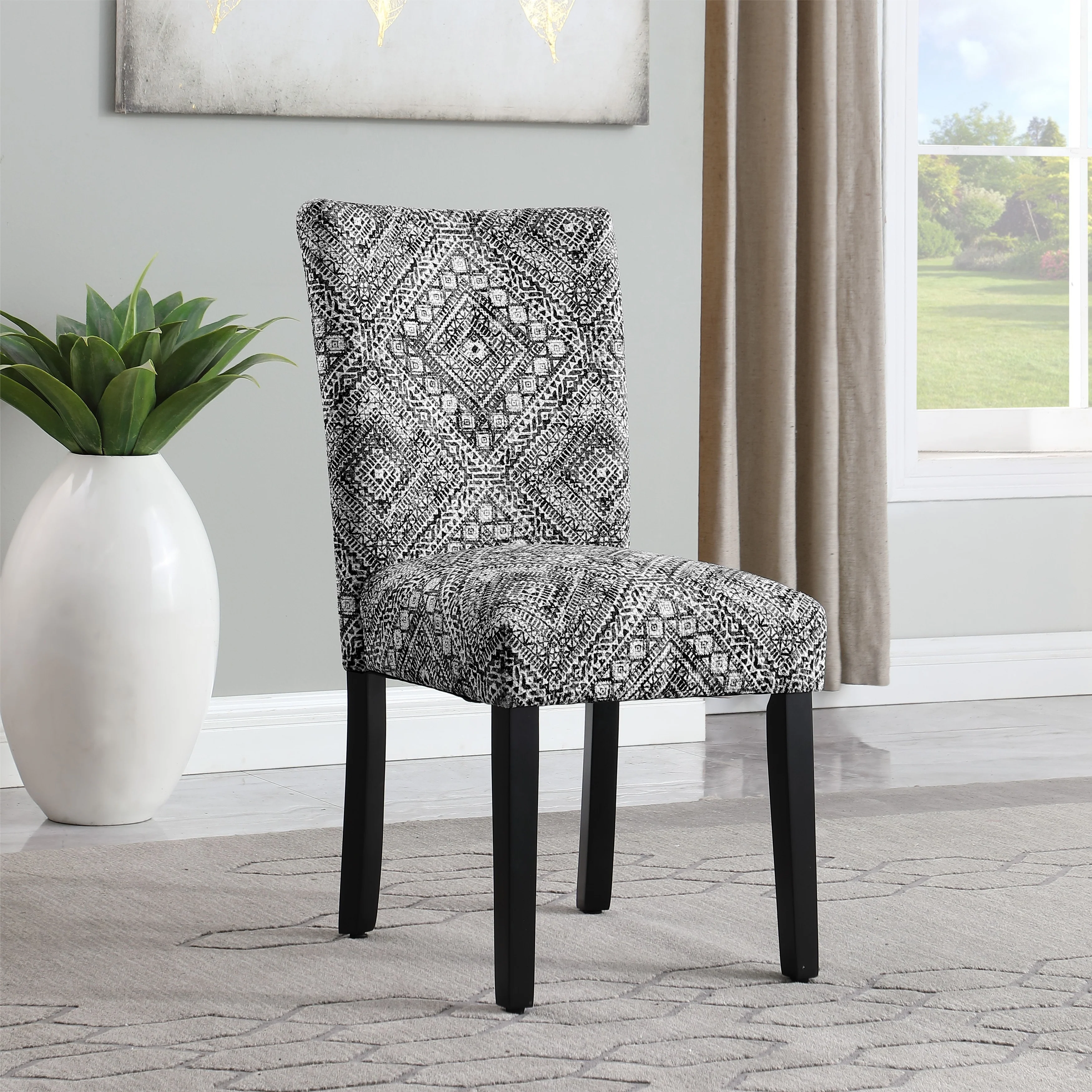 Set of 2 Upholstered Medallion Dining Chairs, Comfortable Parsons Style Chairs for Kitchen and Dining Room - Image 10
