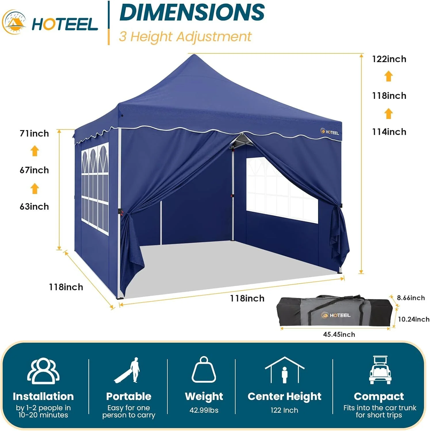 SANOPY 10' x 20' Pop up Canopy Party Tent with 6 Removable Sidewalls, Wave Eave Outdoor Waterproof Patio Gazebo Tent with Carry Bag, Backyards Camping Picnics, Black - Image 47