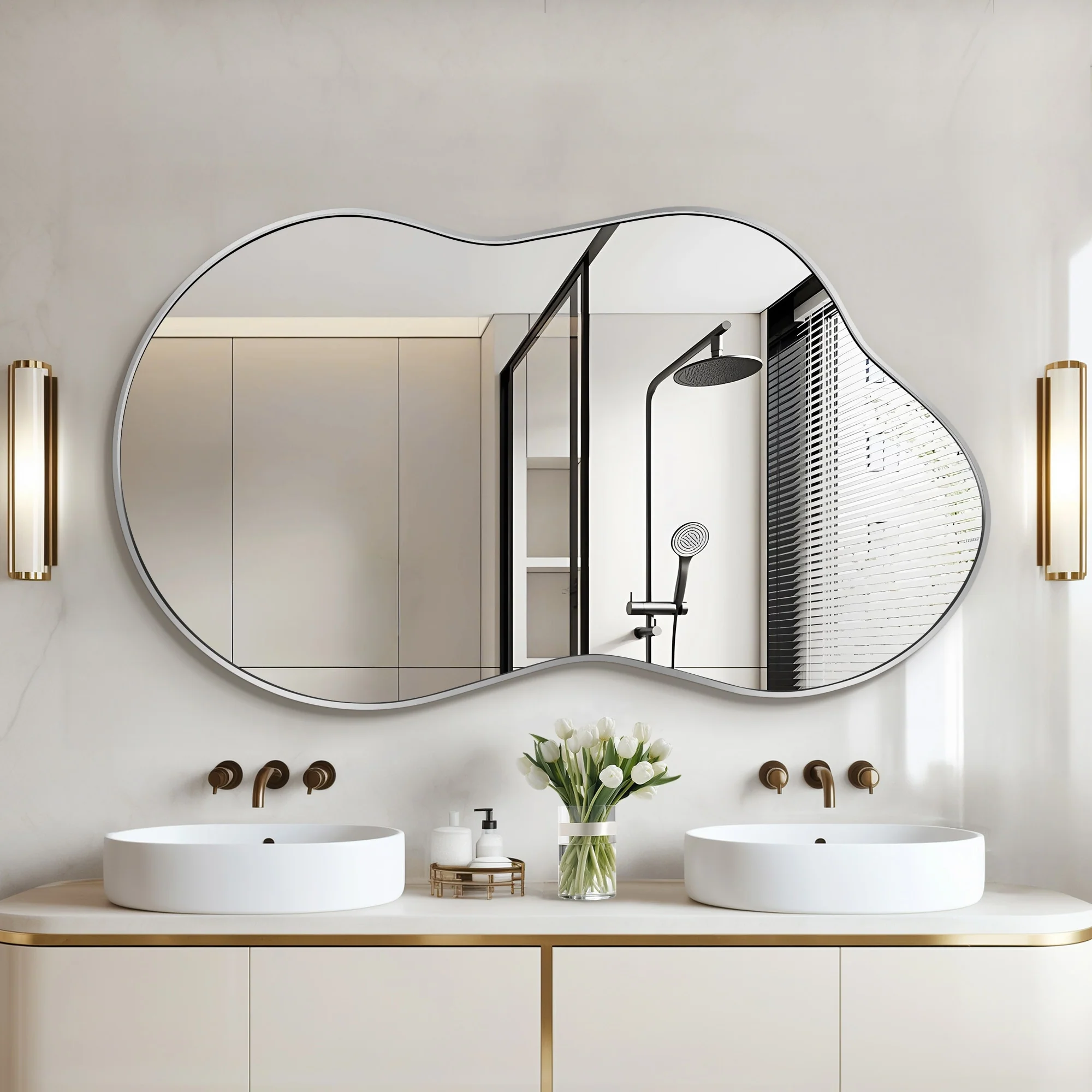 Asymmetrical Irregular Wall Mirror, Modern Decorative Accent Mirror for Living Room, Bedroom and Entryway - Image 8