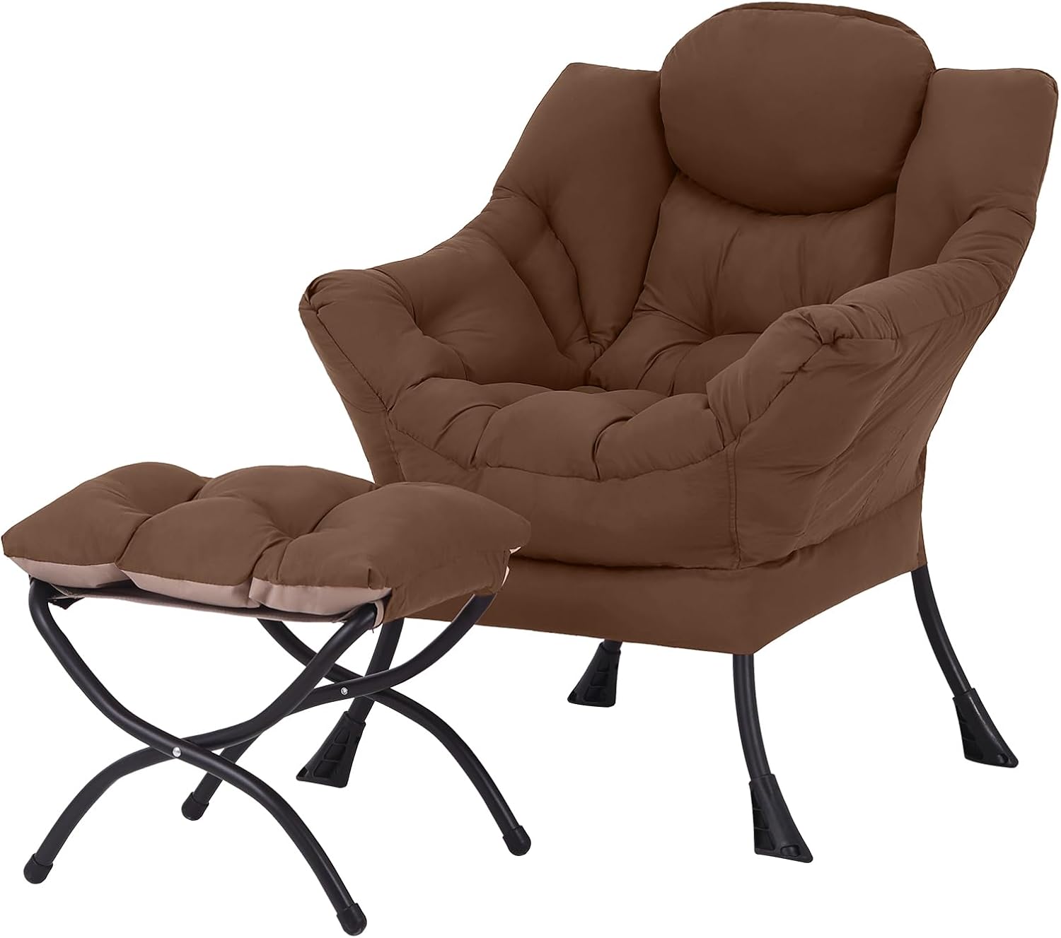 Lazy Chair with Ottoman, Reading Chair with Footrest, Dark Grey - Image 11