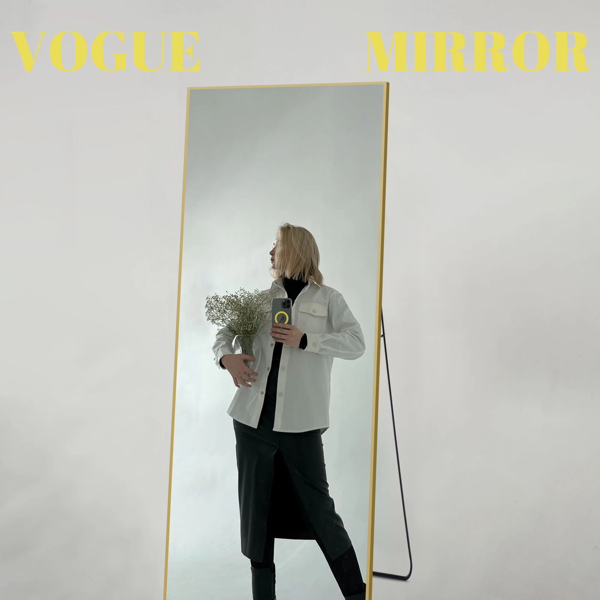 64x21 Full Length Floor Mirror, Large Full Body Aluminum Alloy Frame Standing Mirror with Stand and Wall Mount Option - Image 23