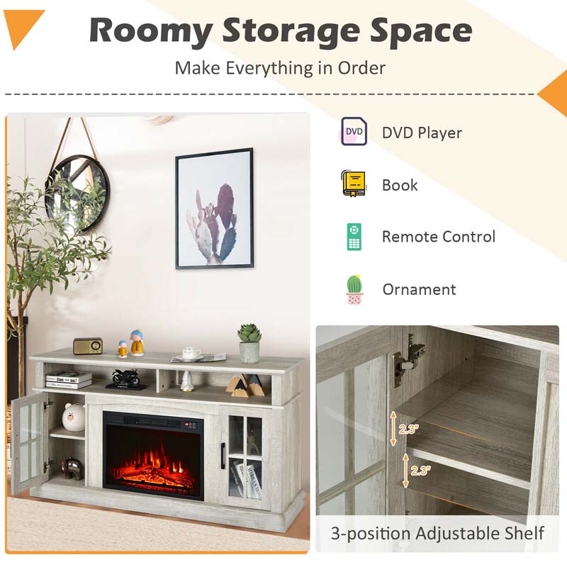 58" TV Console with 23" Fireplace Insert, Fireplace TV Stand for TVs up to 65 Inches, 1400W Electric Fireplace Heater - Image 15