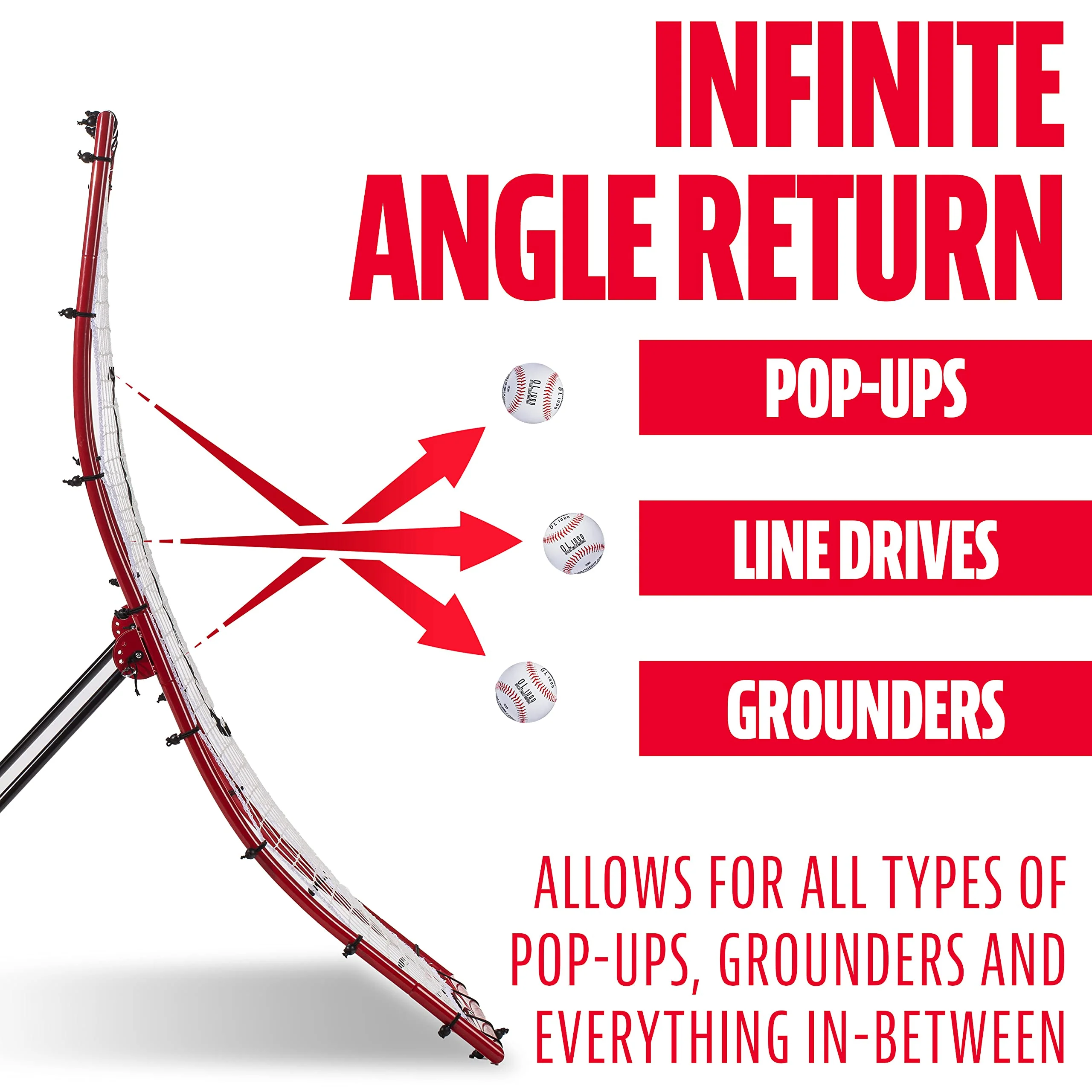Baseball Rebounder and Pitchback Trainer Net, Practice Equipment for Throwing, Fielding and Hitting - Image 5