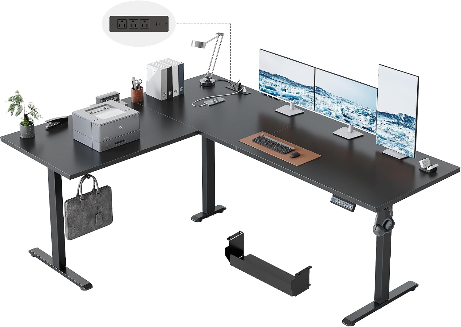 L Shaped Standing Desk 63 x 48 Inch, Electric Height Adjustable Corner Desk for Home Office Workstation, Ergonomic Sit to Stand Computer Table with Memory Controller, Rustic Brown - Image 41