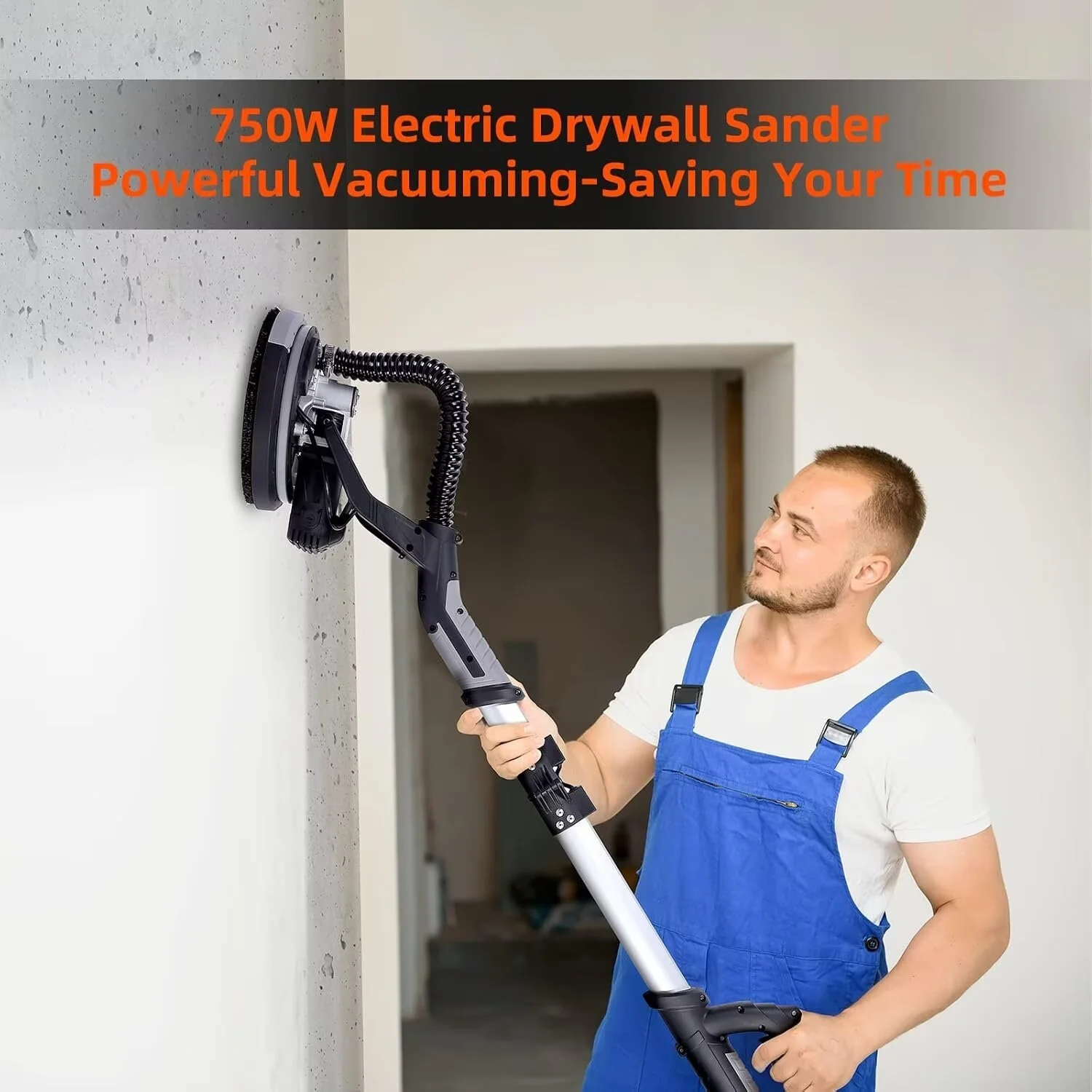 Drywall Sander, 750W 6.5A Electric Ceiling Removal Tool Machine, 7 Variable Speed 900-1800 RPM Sander with LED Light, 14 Pcs Sanding discs - Image 3