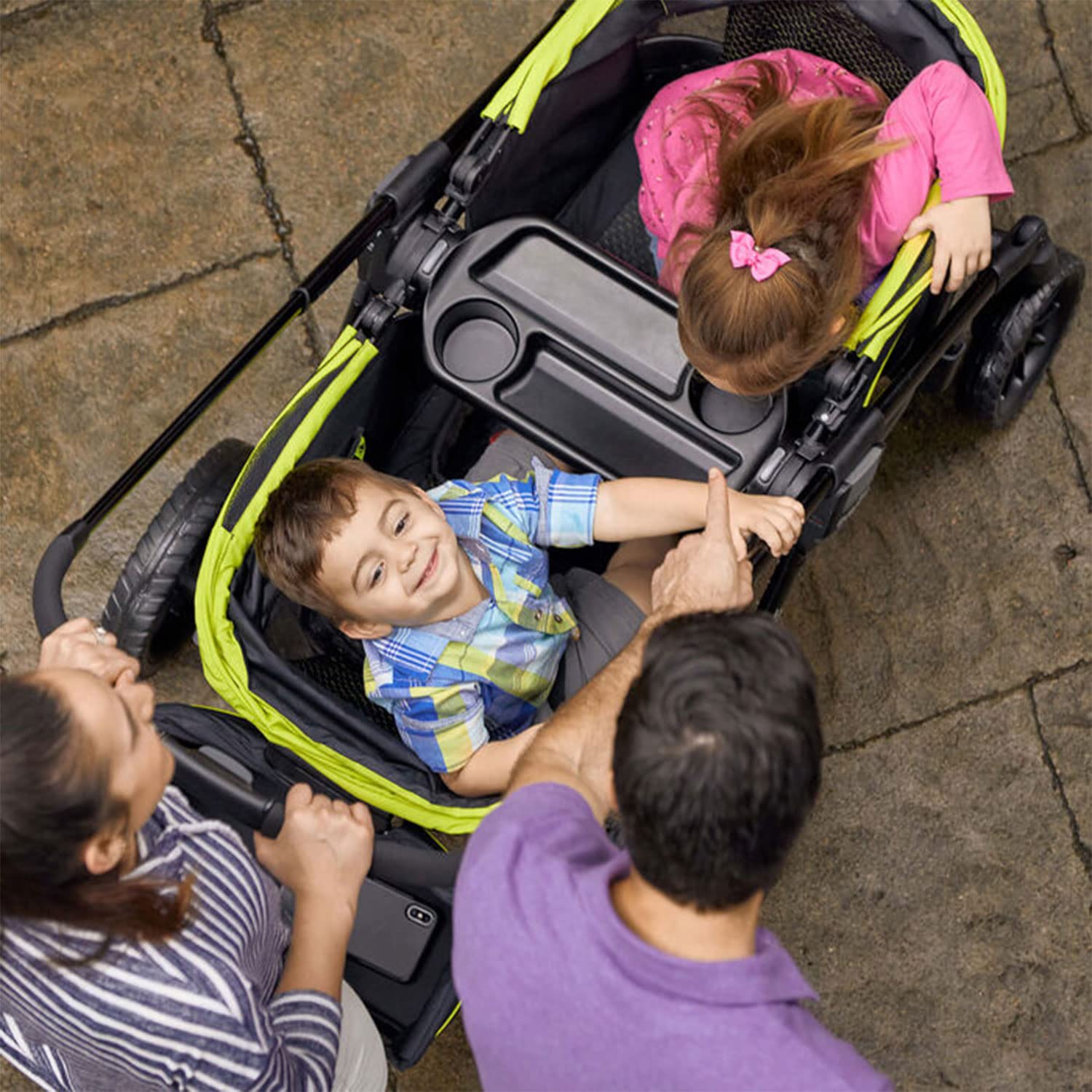 2-in-1 All-Terrain Baby Stroller Wagon with Canopy and Storage - Gray - Image 22