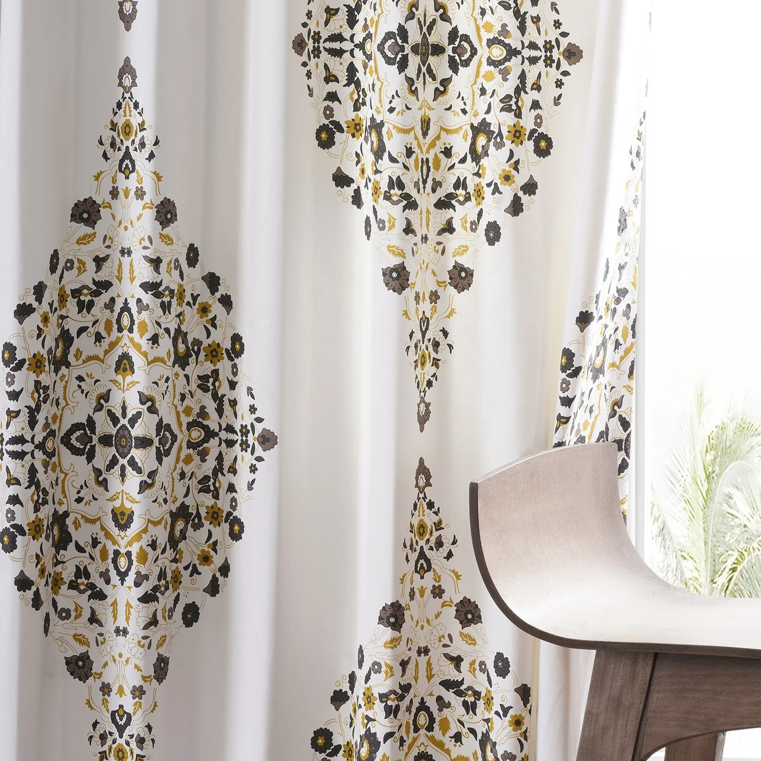Medallion Damask Printed Cotton Room Darkening Curtain Panel, 1 Piece - Image 30