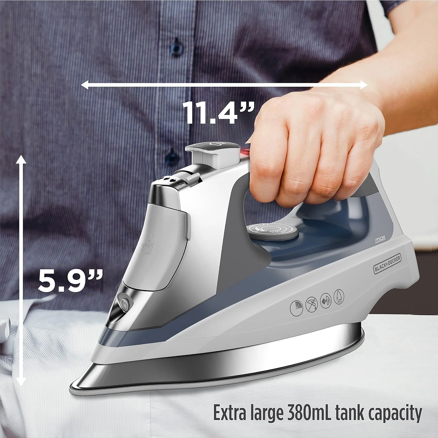 Professional Steam Iron for Clothes, Powerful High Steam Output Garment Iron for Home and Travel - Image 7