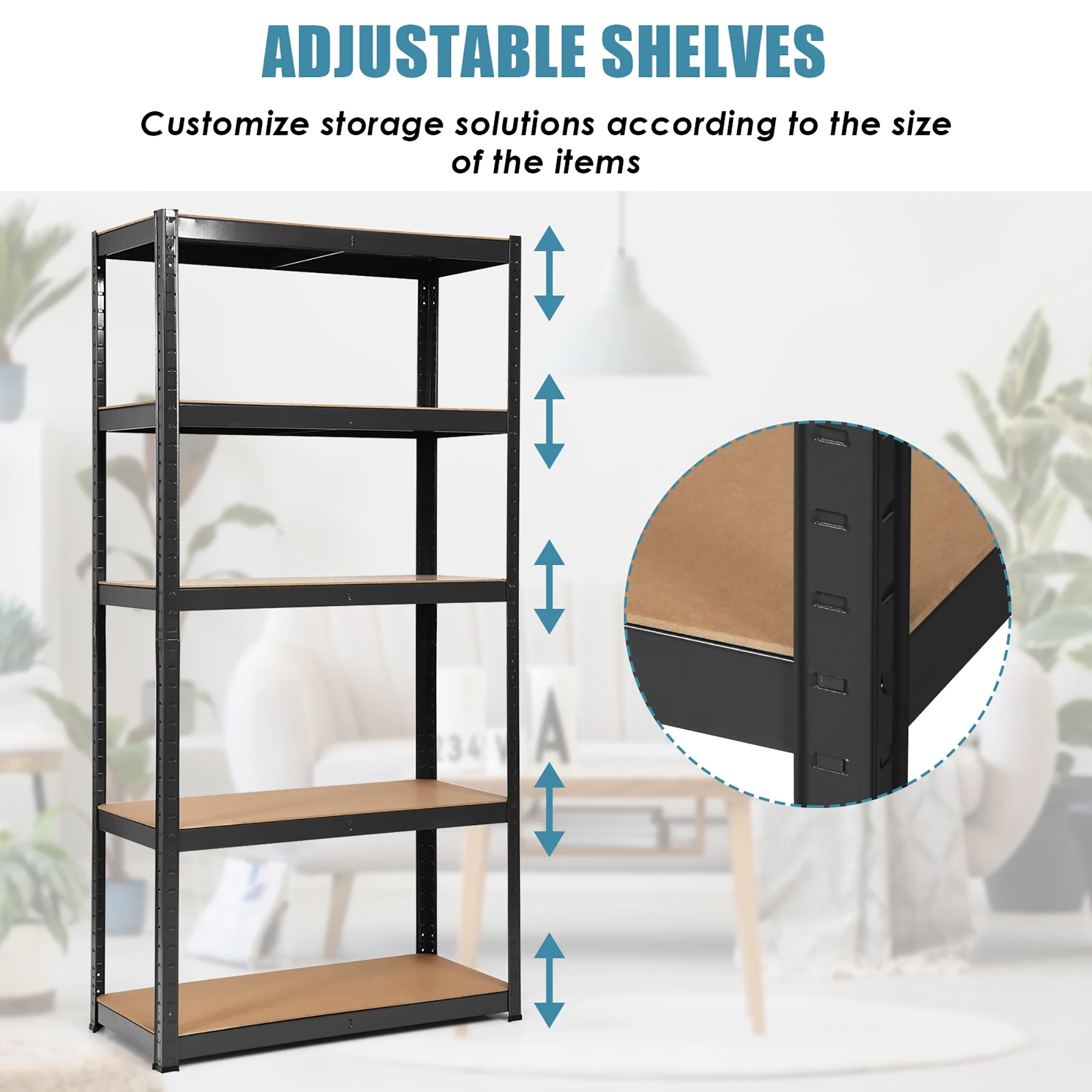Costway 2PCS 72'' Heavy Duty Storage Shelf Steel Metal Garage Rack 5 Level Adjustable Blue - Image 26