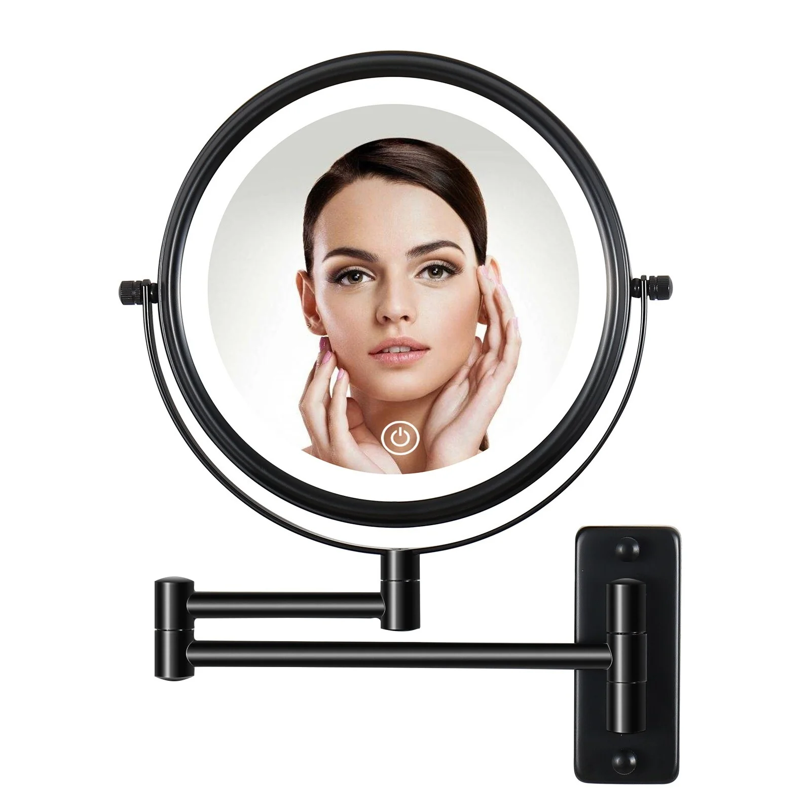 8 Inch Round Wall Mounted Makeup Mirror, Rechargeable, 1X/10X Magnification, 3-Color LED Lights - Image 22