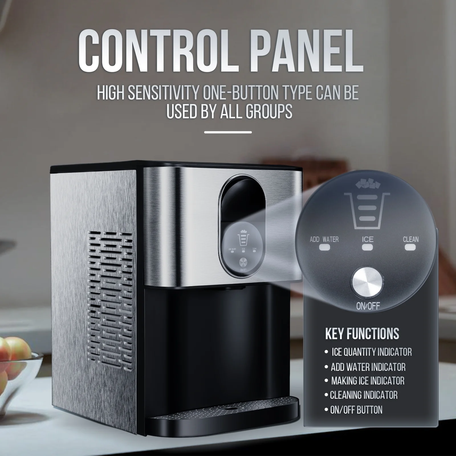 Auseo Ice Maker Countertop with Soft Chewable Ice, 44 Lbs/24H, Self-Cleaning, One-Click Operation for Home/Party(Black) - Image 10