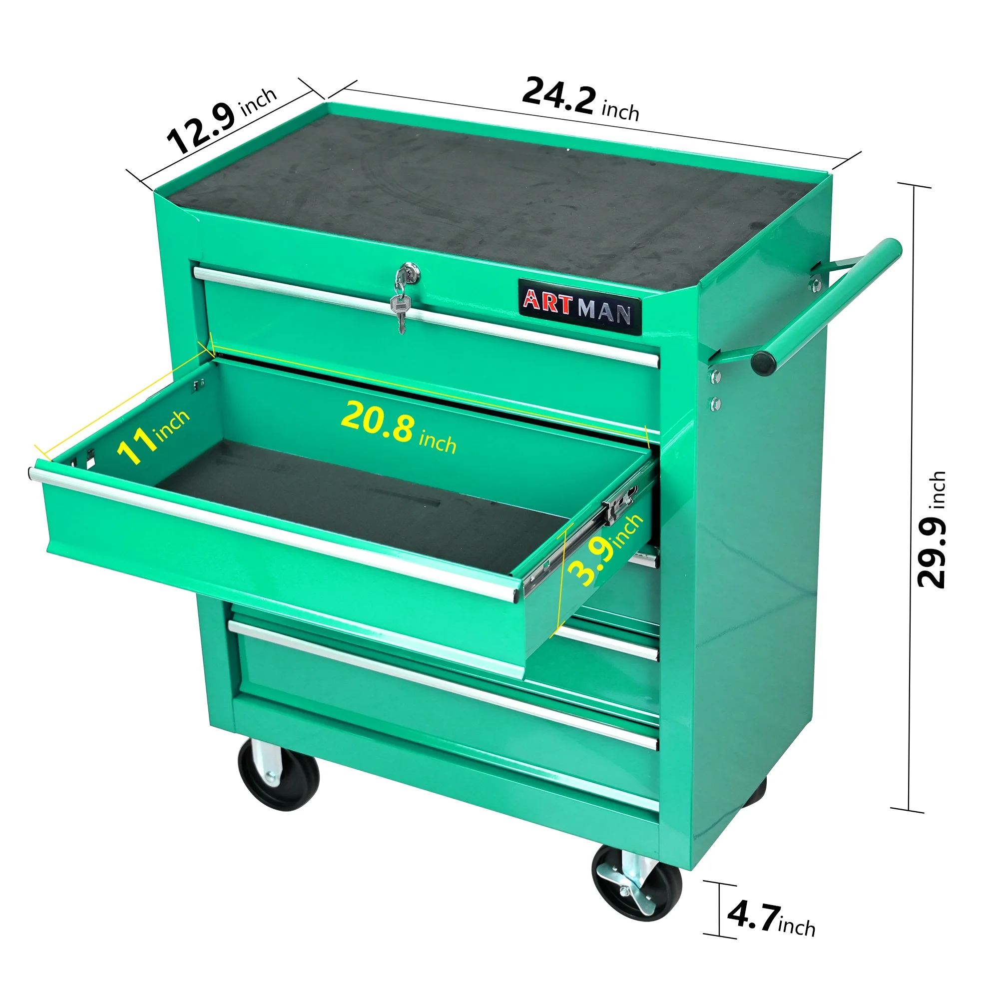 5 Drawer Rolling Tool Chest, Steel Tool Storage Cabinet for Garage Storage with 4 Wheels and Locker - Image 22