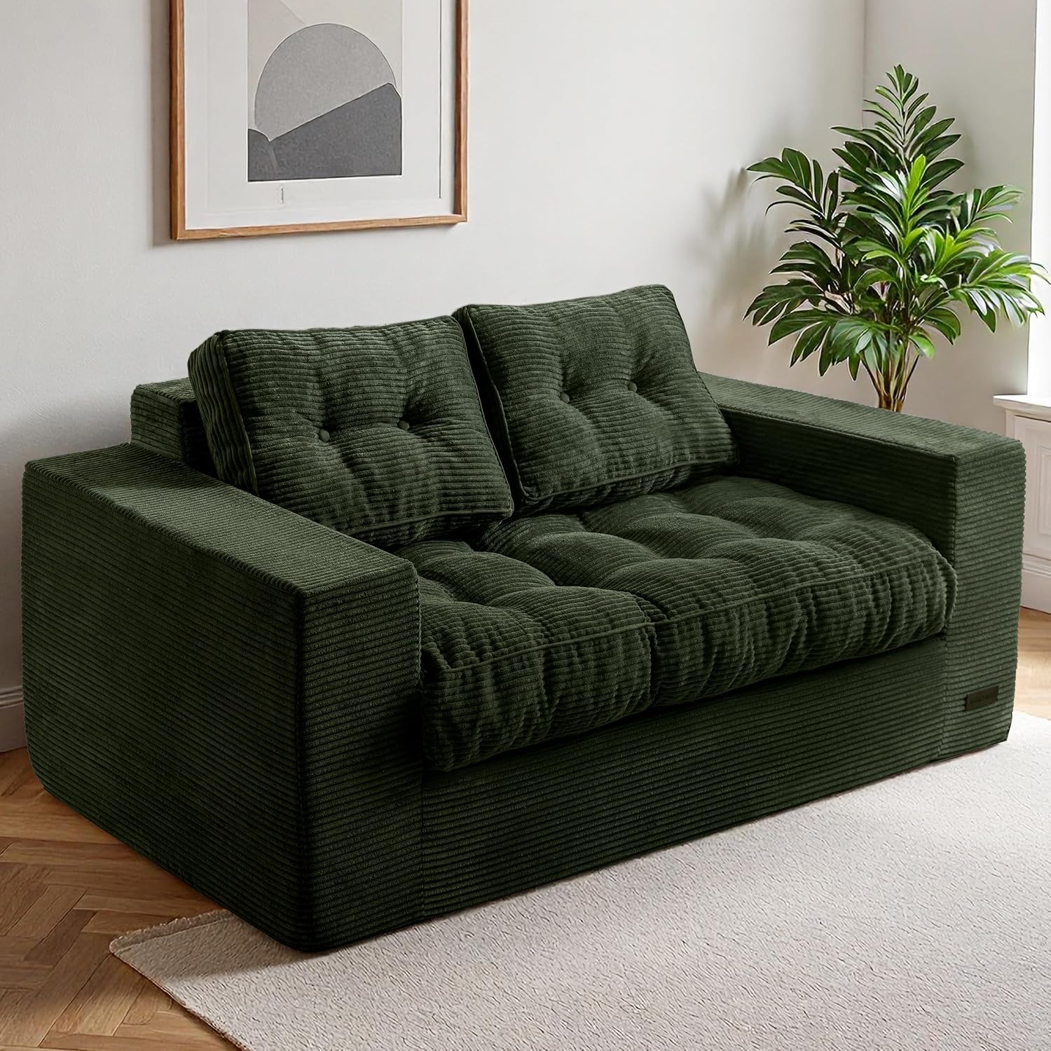 Loveseat Sofa Couch, Upholstered Bean Bag Chair Cloud Seat - Image 16