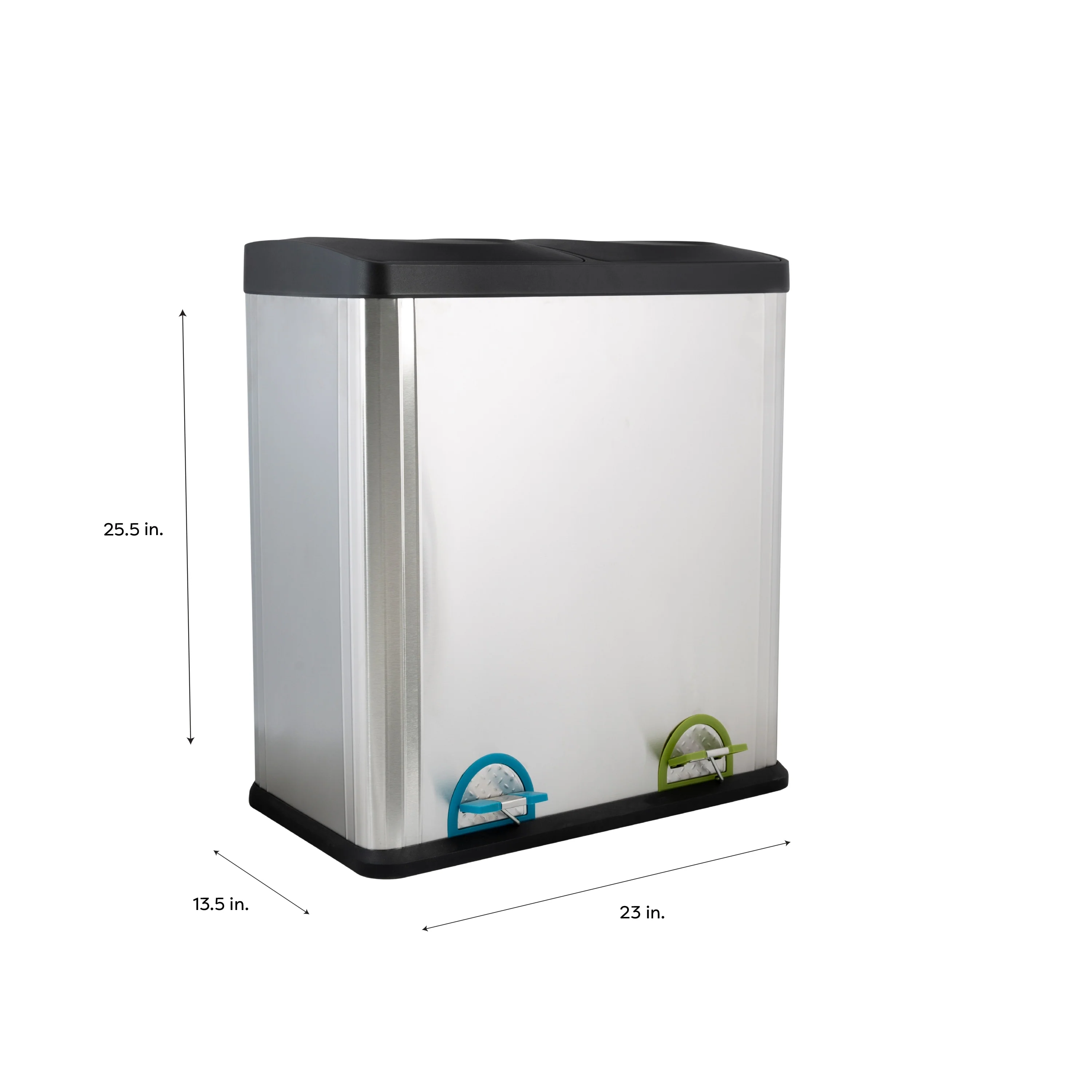 60L 2 Compartment Stainless Steel Recycling Bin, Dual Section Trash Sorter Container for Kitchen, Home & Office - Image 4