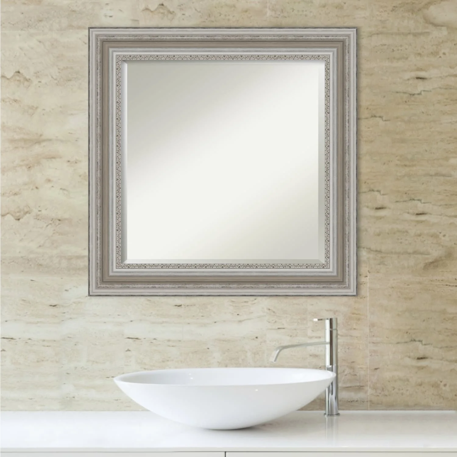 Beveled Bathroom Wall Mirror, Silver Frame Decorative Vanity Mirror for Bathroom, Bedroom and Entryway - Image 26