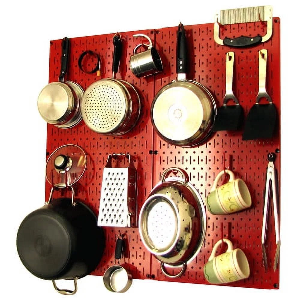 Wall Control Kitchen Pegboard Organizer Pots and Pans Pegboard Pack Storage and Organization Kit with Orange Pegboard and Blue Accessories - Image 5