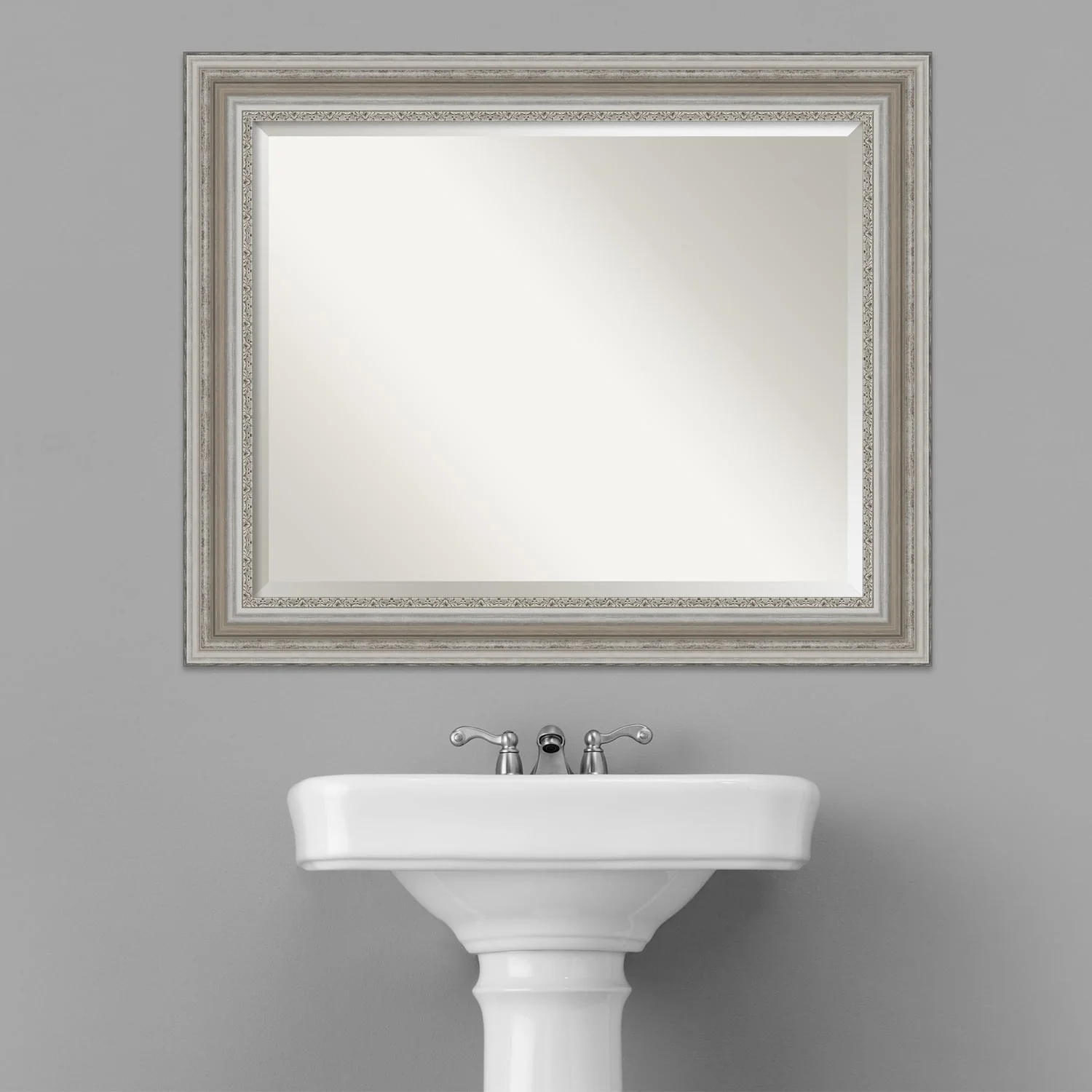 Beveled Bathroom Wall Mirror, Silver Frame Decorative Vanity Mirror for Bathroom, Bedroom and Entryway - Image 15