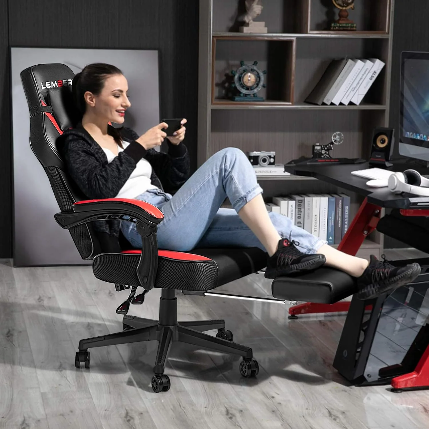 Big and Tall Gaming Chair with Footrest, 400 LB Capacity Ergonomic Video Game Chair for Home and Gaming - Image 2