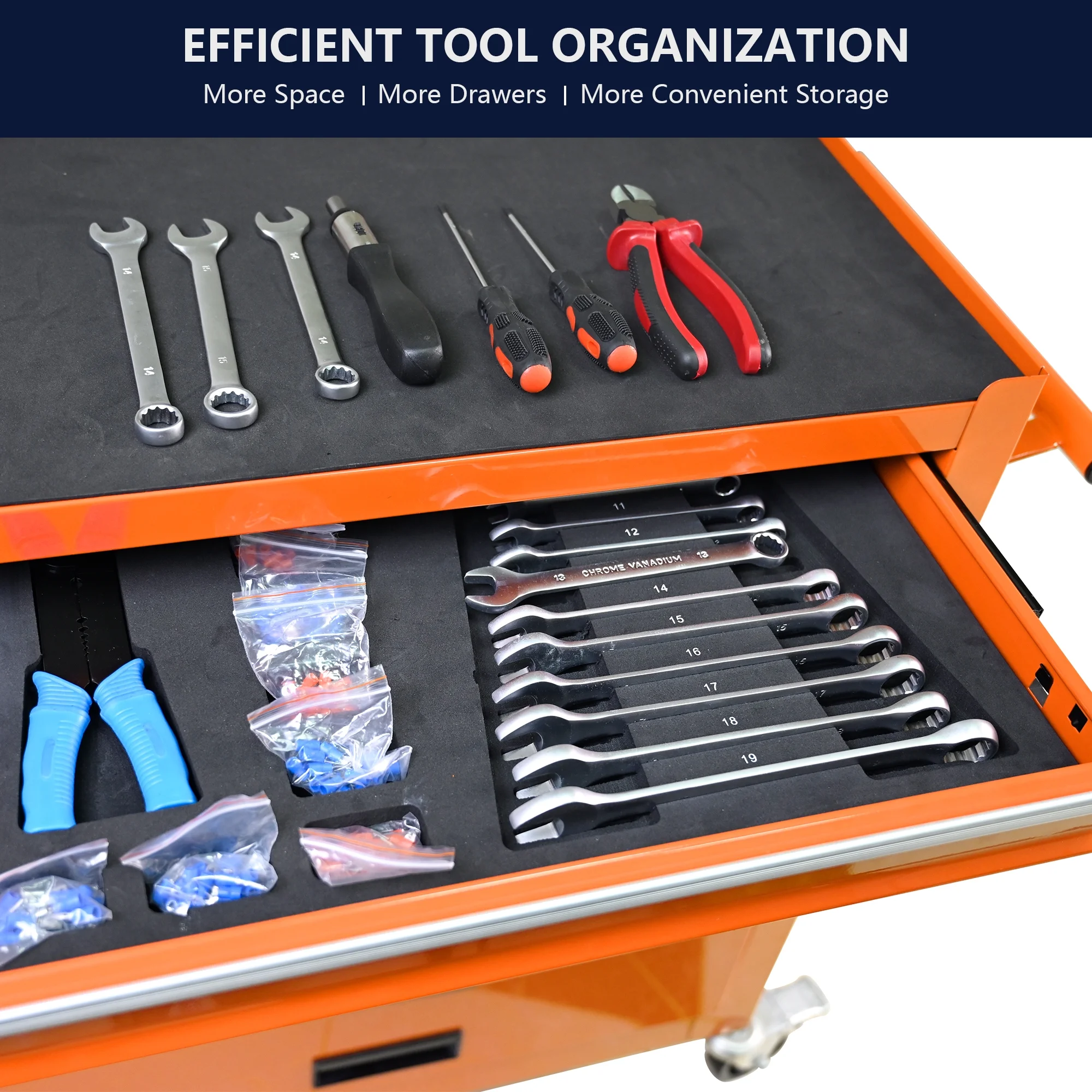 4 Drawers Multifunctional Tool Cart with Wheel Steel Tool Chest Storage Cabinet - Image 26