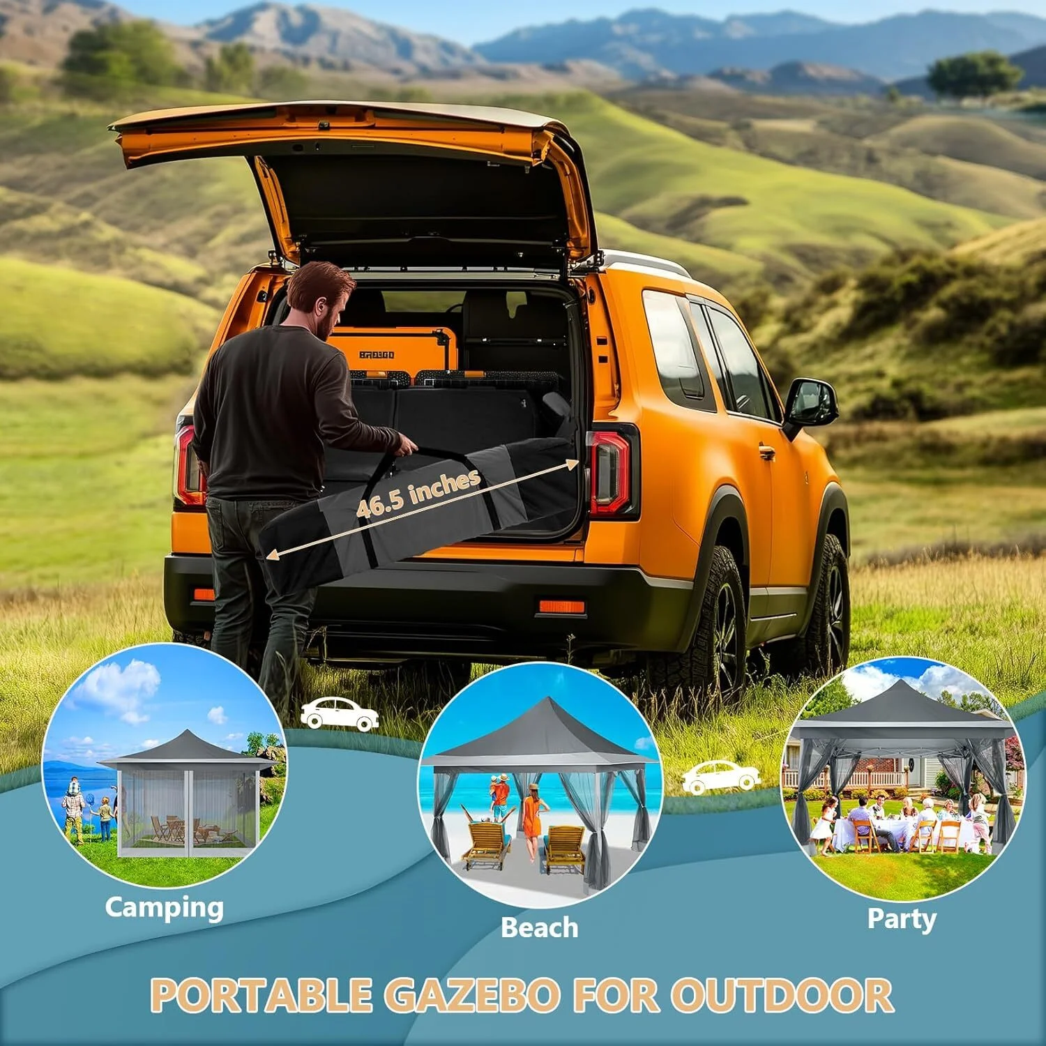 COBIZI 11x11 Pop up Gazebo Outdoor Canopy Gazebo Patio Gazebo with Mosquito Netting Canopy Shelter with 121 Square feet of Shade for Poolside, Garden, Party and Backyard, Khaki - Image 48