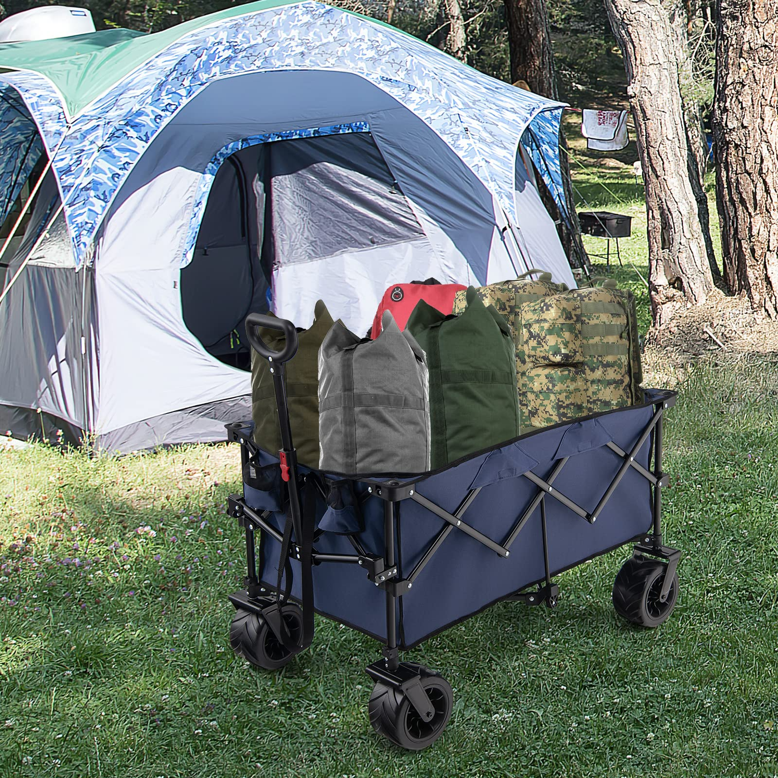 Collapsible Folding Wagon – Heavy Duty Utility Cart with Adjustable Handle - Image 2