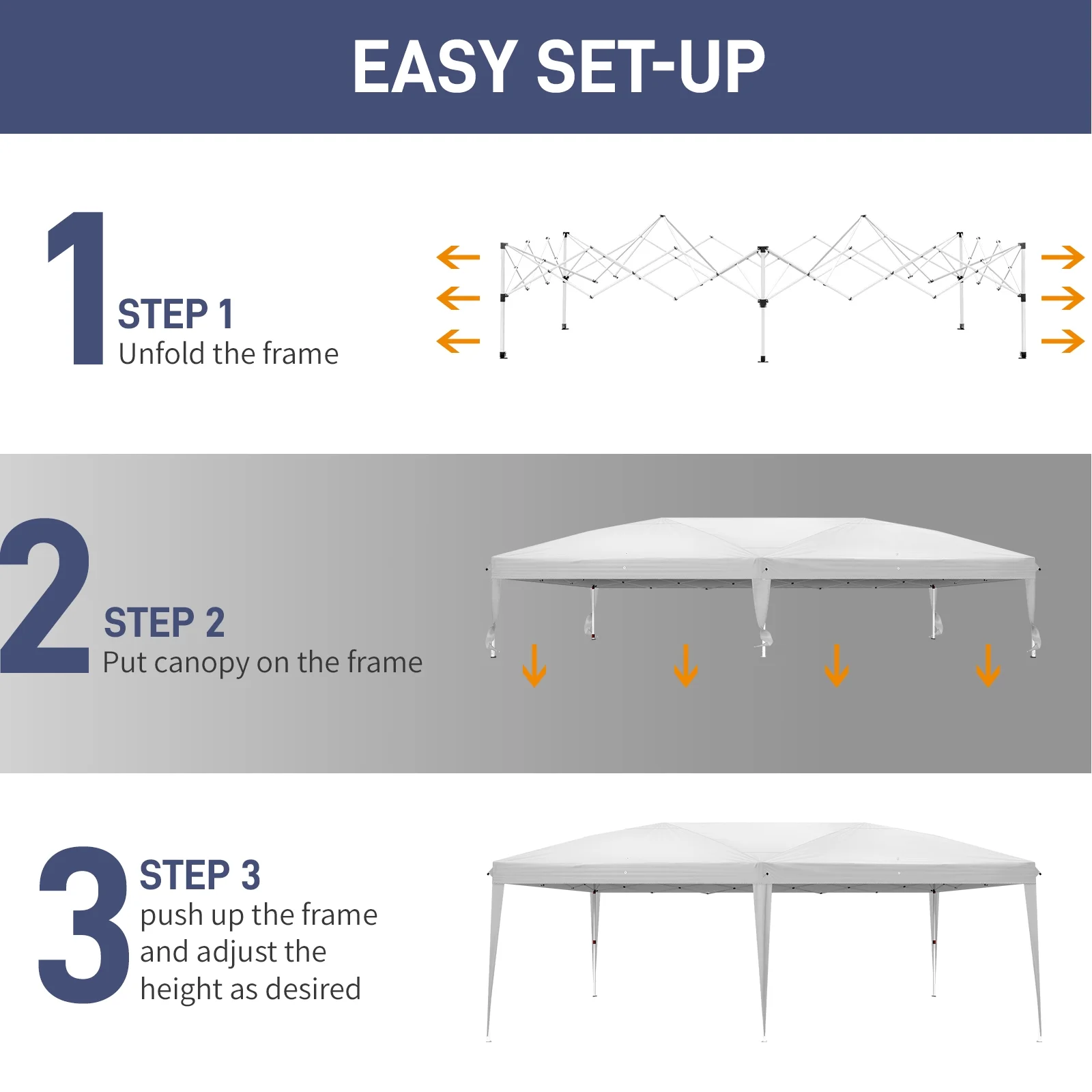 UBesGoo Ez Pop Up Patio Canopy Tent Gazebo Outdoor Party with 6 Sidewalls 10 x 20 ft Blue - Image 50
