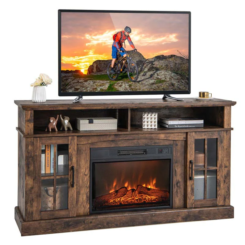 58" TV Console with 23" Fireplace Insert, Fireplace TV Stand for TVs up to 65 Inches, 1400W Electric Fireplace Heater - Image 4